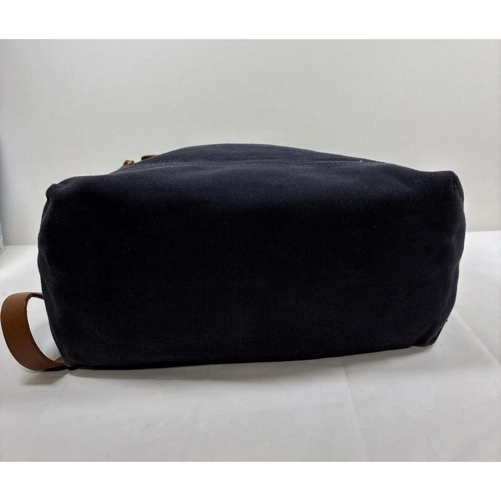 Madewell Charleston Heavy Canvas Laptop Backpack Leather Trim Navy Commuter